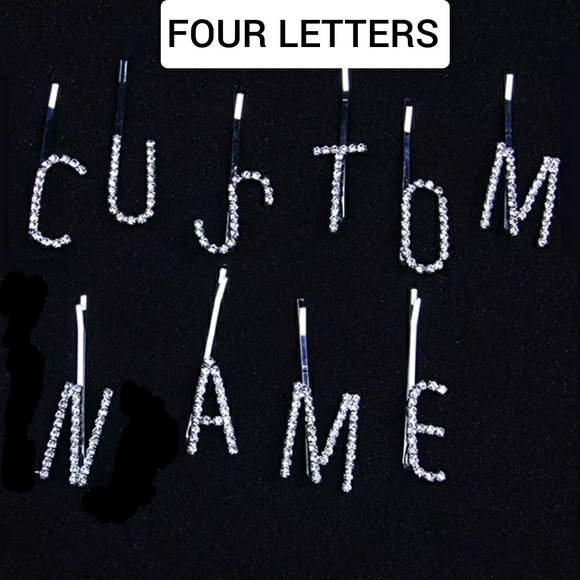 (4 LETTERS) Rhinestone Hair Barrette … - Picture 2 of 5